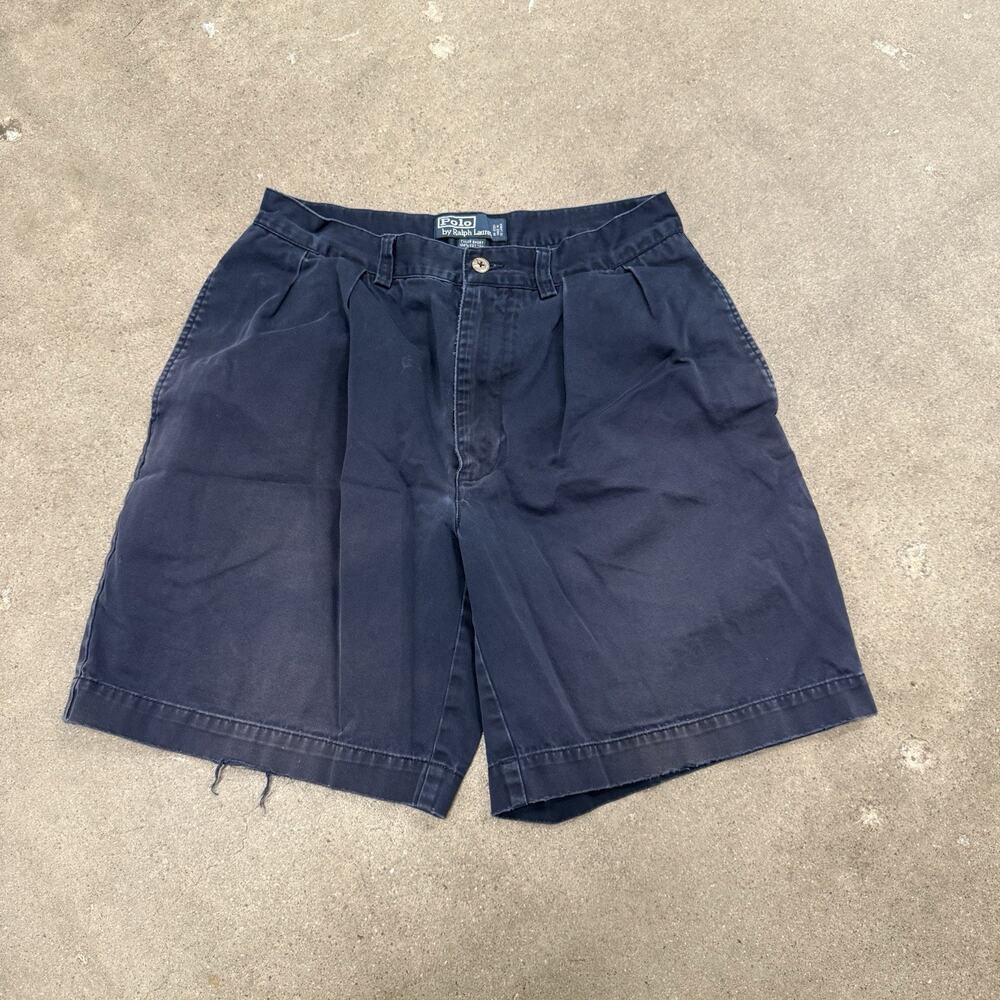 Vintage Polo Ralph Lauren Pleated Tyler Chino Shorts Navy 29(Tag 31)